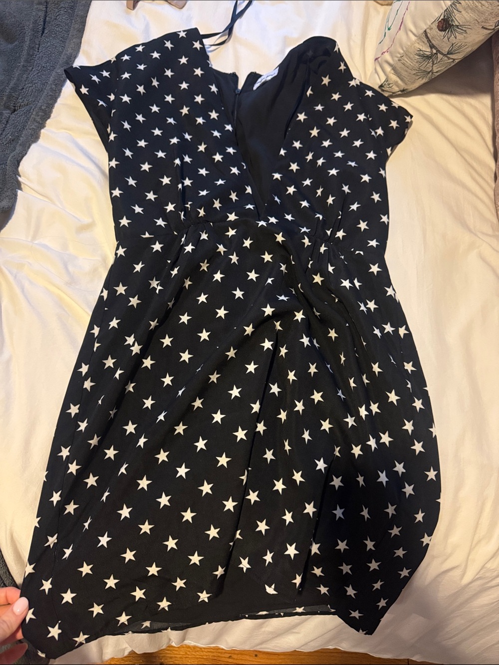 superdown Black Star Print Strapless Dress